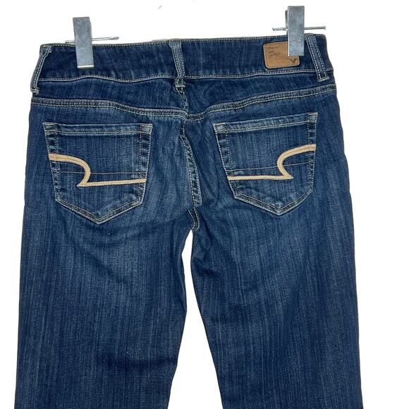 Y2K AMERICAN EAGLE Low-Rise Kick Bootcut Denim Jean Stretch Medium Wash Blue 4 - Picture 5 of 9